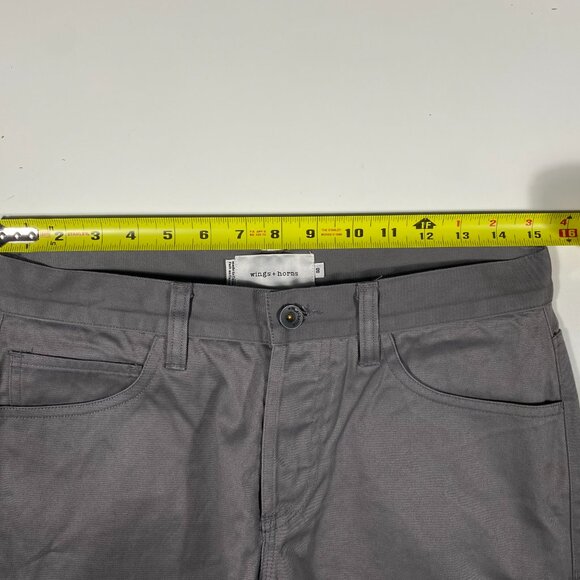 Wings + Horns Low Rise Slim Fit Chino Pants Gray men's size 30x32.5 - Picture 6 of 8